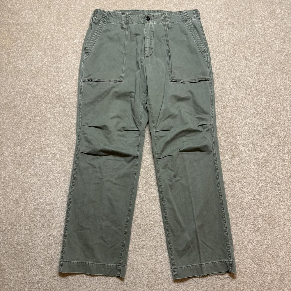 Y2K Gap Fatigue Pants Mens 35x32 Green Relaxed Cotton Twill Chino Military Field